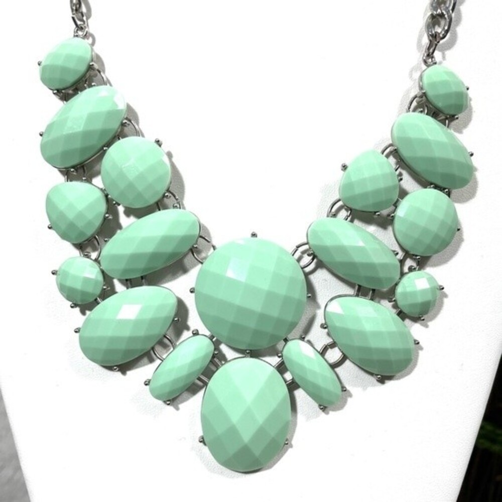Mint Green Teal Large Bubble Statement Necklace